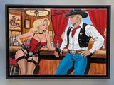 painting of a man and a woman in a cowboy outfit