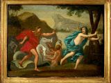 painting of a painting of a group of people in a wooded setting