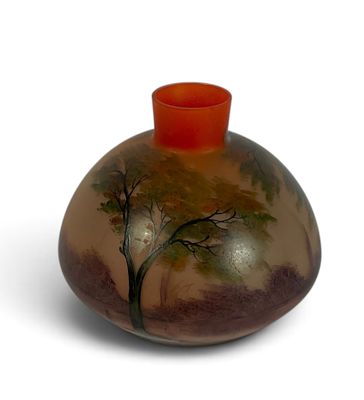 a vase with a painting of a tree on it
