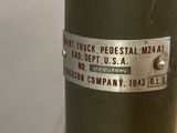 a sticker on the side of a green pole