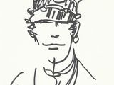 drawing of a man with a hat and tie on his head