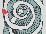 une image représentant un dessin d'une spirale sur laquelle figure un oiseau