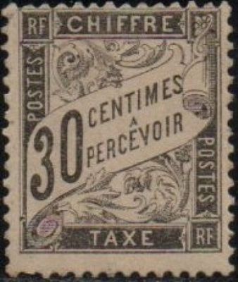 a stamp with the words 30 centimes percevoir on it
