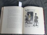 an open book with a picture of a man and a woman standing in front of a door