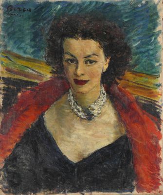 une image d'un tableau représentant une femme en robe noire
