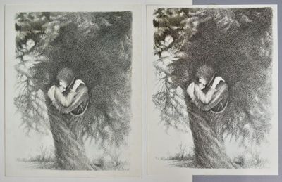 École XXe siècle - Étreinte Lithographie signée Bérénice Clo…