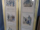 two framed pictures of men in uniforms are on display in a room