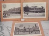deux vieilles photos d'une gare et d'une tour horloge