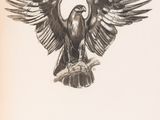 a drawing of a bird that is flying in the air