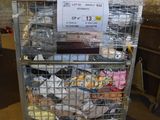 a cart with a lot of food on it in a warehouse