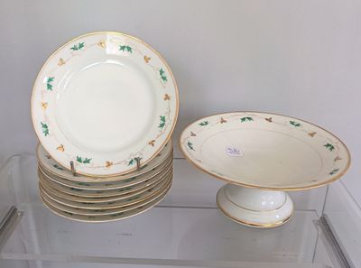 PARIS Service à dessert en porcelaine à décor or et polychro…