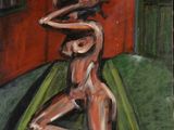 une image représentant un tableau d'une femme nue assise sur une natte verte