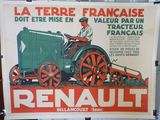 affiche représentant un agriculteur au volant d'un tracteur, avec une charrue au premier plan