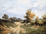 an image of a painting of a dirt road in the country