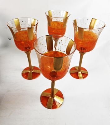 Suite de 4 verres à pieds baroques, exemplaires uniques déco…