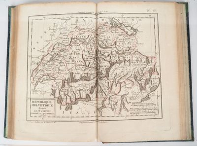 an old book with a map of the country of italy