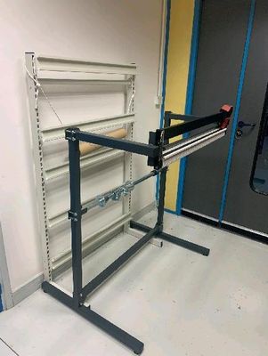 a picture of a metal rack with shelves in a room