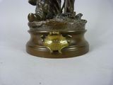 bronze statue of a man with a dog on a pedestal