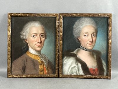 Ecole du XVIIIe siècle. Portrait du prince et et de la princ…