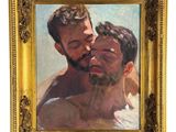 une image représentant un tableau où l'on voit un homme et une femme s'embrasser