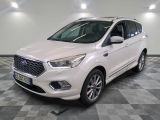 the white ford kuga is parked in a room with a checkered floor