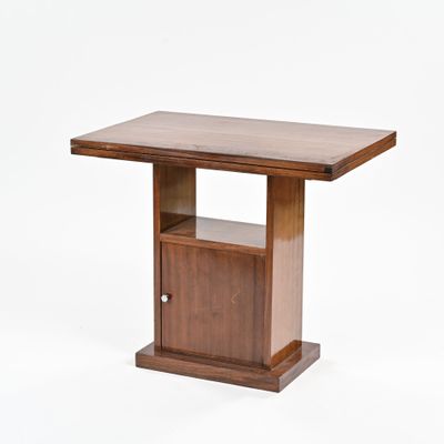 l'image d'une petite table en bois avec un tiroir en dessous