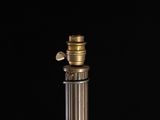 a close up of a lamp on a black background