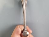 a person holding a silver spoon in their hand