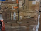 a large stack of boxes sitting on a pallet in a warehouse