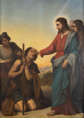 painting of jesus being taken from the cross by a group of men