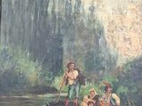painting of a group of people in a boat on a river