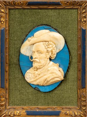 portrait of a man with a hat and a pipe in a frame