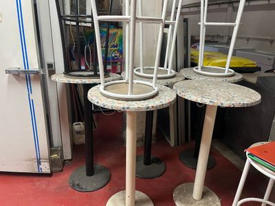 three chairs that are sitting next to each other in a room