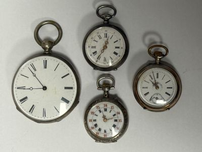 4 montres à gousset à boitier argent, 136g - Photo 1