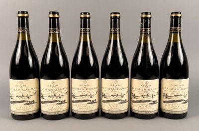 six bouteilles de vin sont alignées dans une rangée