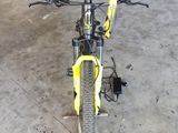 a bike that is parked in a garage