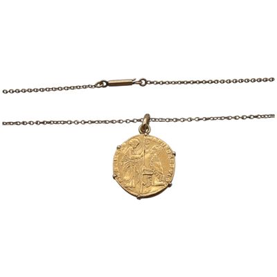 PIECE or montée en pendentif 750/1000° et chaine 375/1000° poids 8 g l - Photo 1