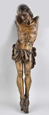 statue of jesus on the cross on a white background