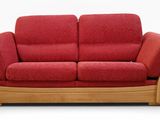 the red couch is sitting on a white background with a price tag on it