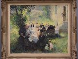 an image of a painting of a group of people sitting at a table