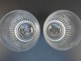 two empty wine glasses sitting on a table