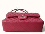 chanel red quilted leather handbag with silver hardware