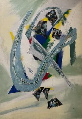 painting of a painting of a person in a boat on a body of water