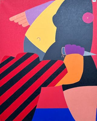 an image of a painting of a woman with a hat and a scarf