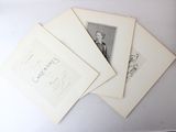 three old photographs of a man and a woman are sitting on a table