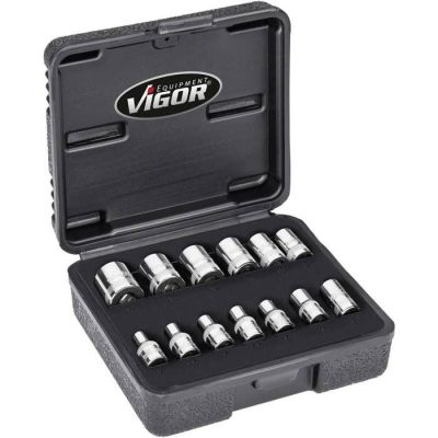 156 / Jeu de douilles 1/4" 12 pans extérieurs 13 pièce…