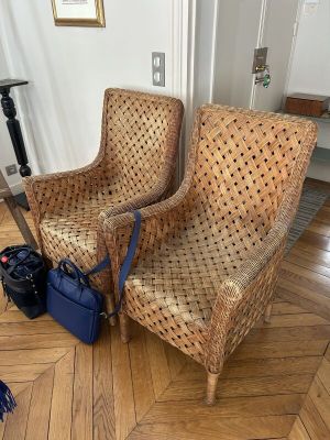 Paire de fauteuils en rotin tressé patine - Photo 1