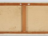 an old picture of a window with a wooden frame on it