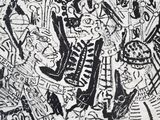 a black and white drawing on a piece of paper
