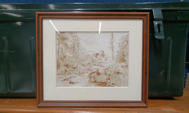 Gaston Thierry  « le ruisseau ». Estampes. Signé en bas à gauche ...